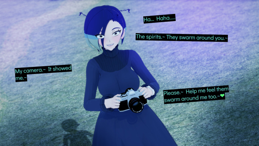 3d blue_hair cyanstargazer empty_eyes femsub happy_trance hex_maniac hexification large_breasts nintendo perrin_(pokemon) pokemon short_hair