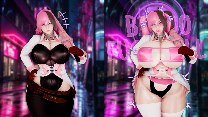 3d arcrad before_and_after bimbofication bra breast_expansion breasts choker cleavage curvy drool erect_nipples erect_nipples_under_clothes femsub gloves heterochromia huge_breasts large_lips lip_expansion necklace neopolitan nipples panties rwby solo thick_thighs umbrella wide_hips