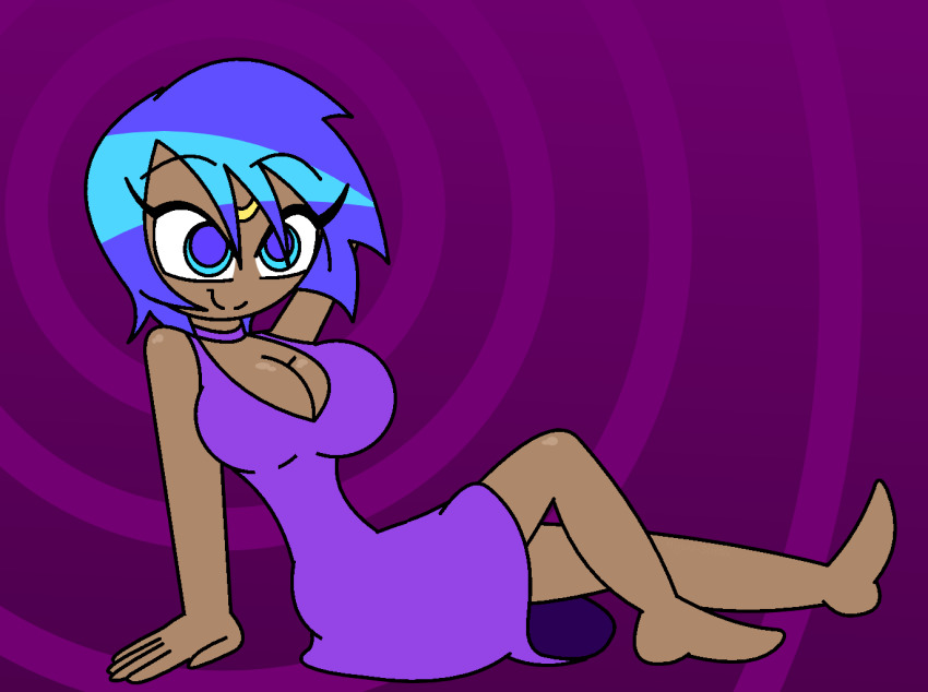 alternate_costume aqua_(kingdom_hearts) bare_legs barefoot blue_eyes blue_hair breasts cleavage costume dark_skin disney dress empty_eyes facial_markings female_only femsub happy_trance hypnoscream kingdom_hearts large_breasts legs lying posing purification ring_background sailor_moon_(series) short_hair sitting smile solo square_enix