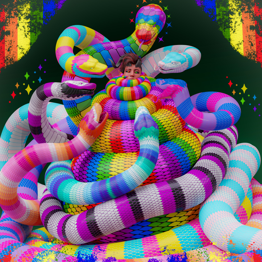 asexual baldur&#039;s_gate bisexual black_hair femsub glowing_eyes green_background happy_trance horns hypnotic_eyes itsybitsystories karlach multicolored_hair multiple_doms original paint pansexual pride_colors rainbow_eyes red_hair red_skin smile transgender_identity unfocused_eyes yaoi yuri