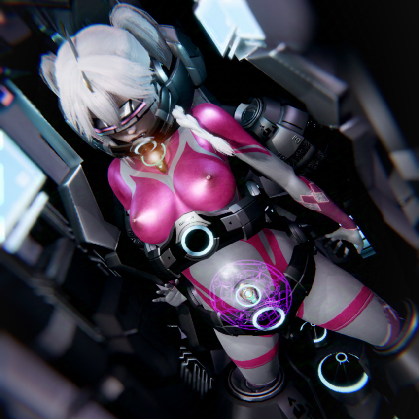 3d bodysuit braid dead_source erect_nipples erect_nipples_under_clothes female_only femsub gag genderswap honey_select_2 magic_circle navel_penetration personification restrained sex_machine solo tech_control twintails ultraman vaginal visor white_hair zhu_shimo