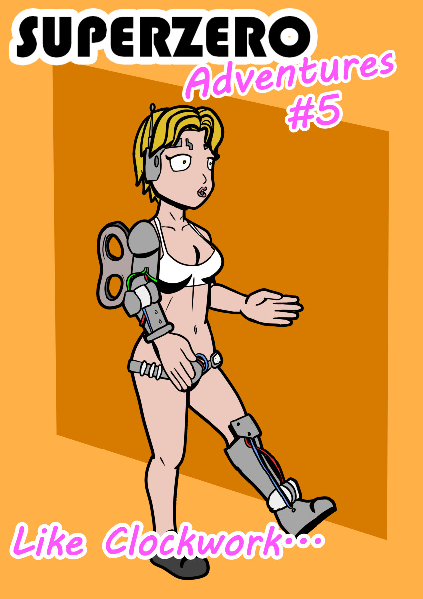 altered_common_sense alternate_costume blonde_hair clock drone isankura original robotization super_hero uplink_(isankura) wind-up_key