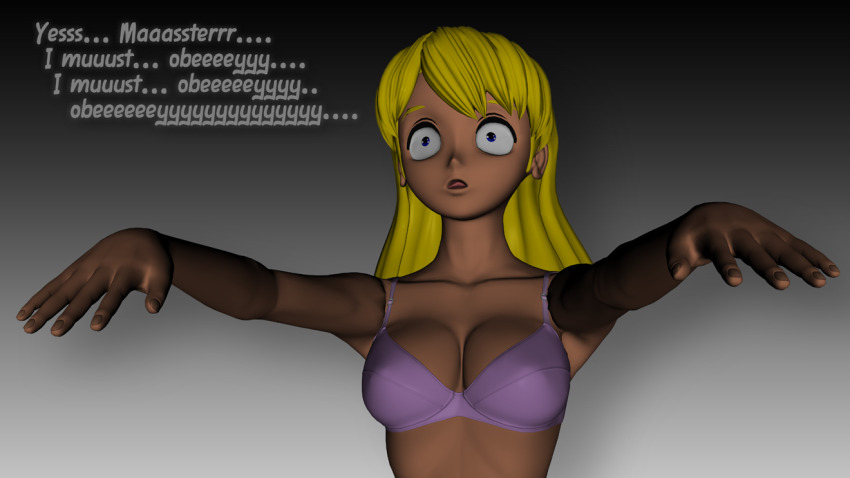 3d blonde_hair bra femsub karma-x original shrunken_irises text underwear zombie_walk