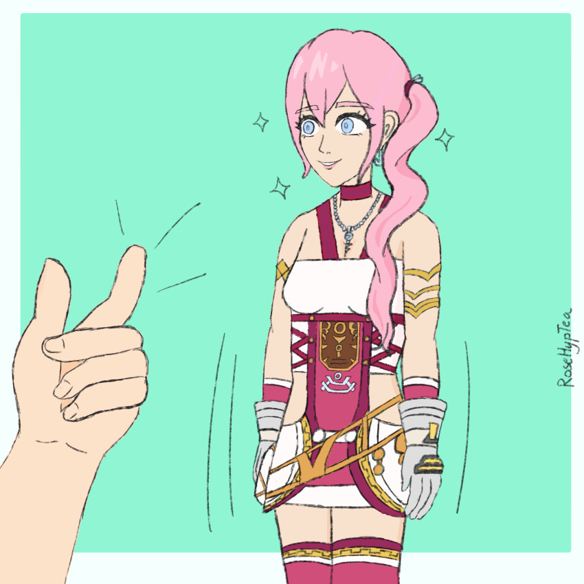 femsub final_fantasy final_fantasy_xiii final_fantasy_xiii-2 finger_snap happy_trance pink_hair rosera serah_farron smile square_enix stage_hypnosis