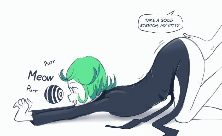 animated animated_gif ass barefoot feet glatu green_hair happy_trance one_punch_man pet_play smile stepped_on symbol_in_eyes tatsumaki_(one_punch_man)