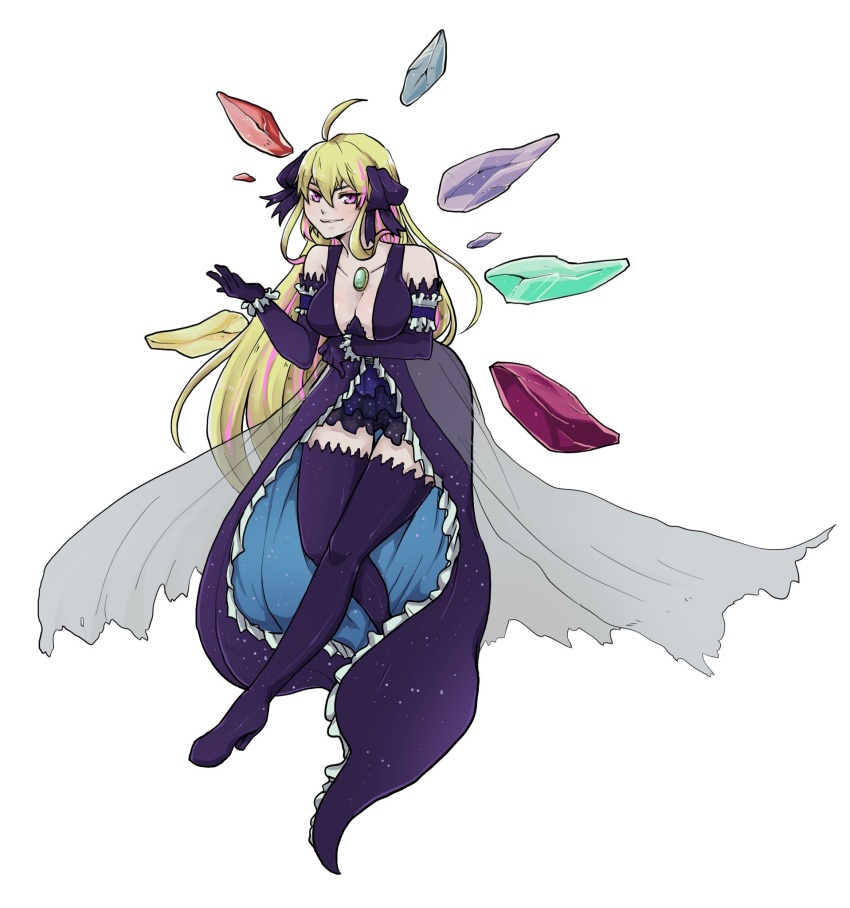 ahoge alternate_costume alternate_hair_color artist_request bare_shoulders blonde_hair breasts cleavage crystal cygames dragalia_lost dress female_only femdom femsub floating gloves hair_ribbon happy_trance high_heels holding_breasts hypnotic_accessory large_breasts looking_at_viewer multicolored_hair nintendo opera_gloves original pink_eyes pink_hair possession pream_(hypnolandom) ribbon shoes smile source_request thigh_boots thighhighs thighs white_background zethia