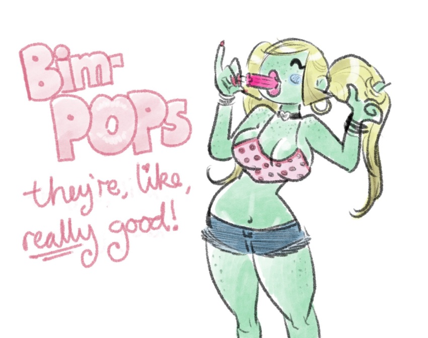 advertisement bimbofication blonde_hair breast_expansion large_breasts mr-dna original popsicle twintails