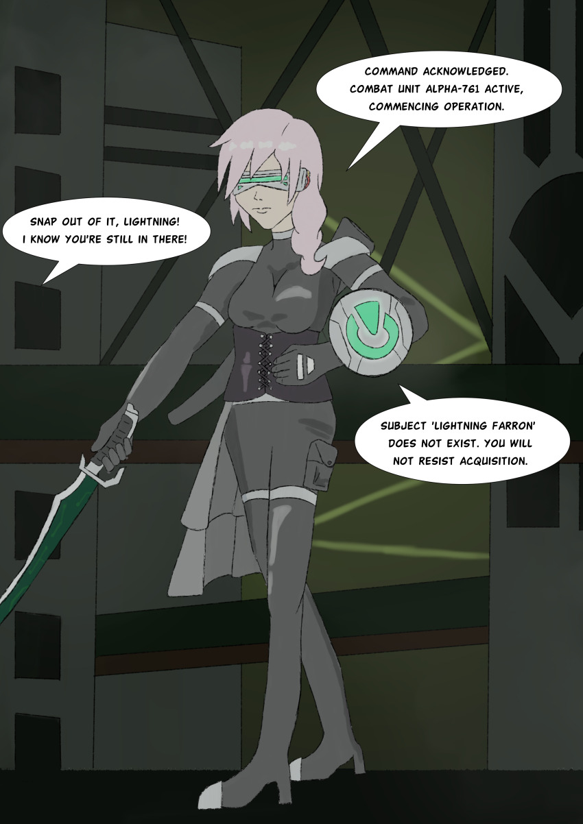 drone dronification enemy_conversion femsub final_fantasy final_fantasy_xiii lightning_farron pink_hair rosera square_enix tech_control text
