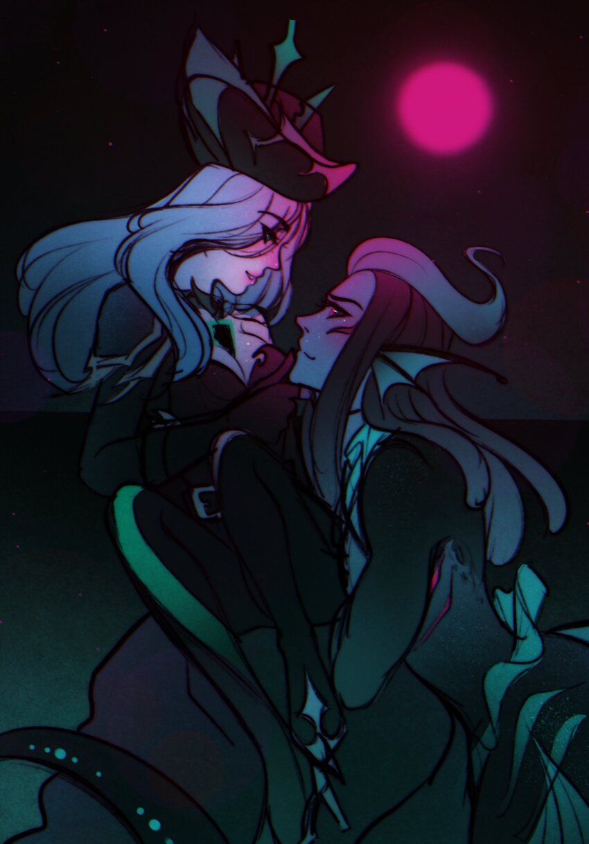 alternate_color_scheme alternate_costume alternate_form aura belt body_markings breasts chin_hold cleavage control_indicator corruption crown eye_color_change femsub hair_color_change hat high_heels league_of_legends long_hair maledom mermaid miss_fortune_(league_of_legends) nami_(league_of_legends) pale_skin pirate poposhirat possession red_eyes ruination sitting tentacles viego_(league_of_legends) yuri