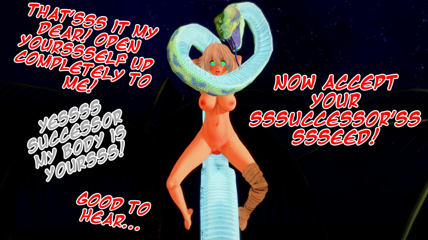 3d bestiality breasts code_vein disney femsub hypnotic_eyes io_(code_vein) kaa kaa_eyes koikatsu! maledom nude sex silver_hair snake snake_penis text thatguysly the_jungle_book vaginal