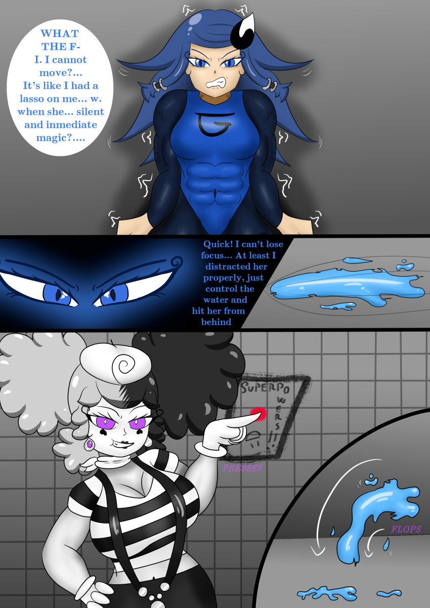 blue_eyes blue_hair grey_hair grey_skin magic mime onorgasmic purple_eyes