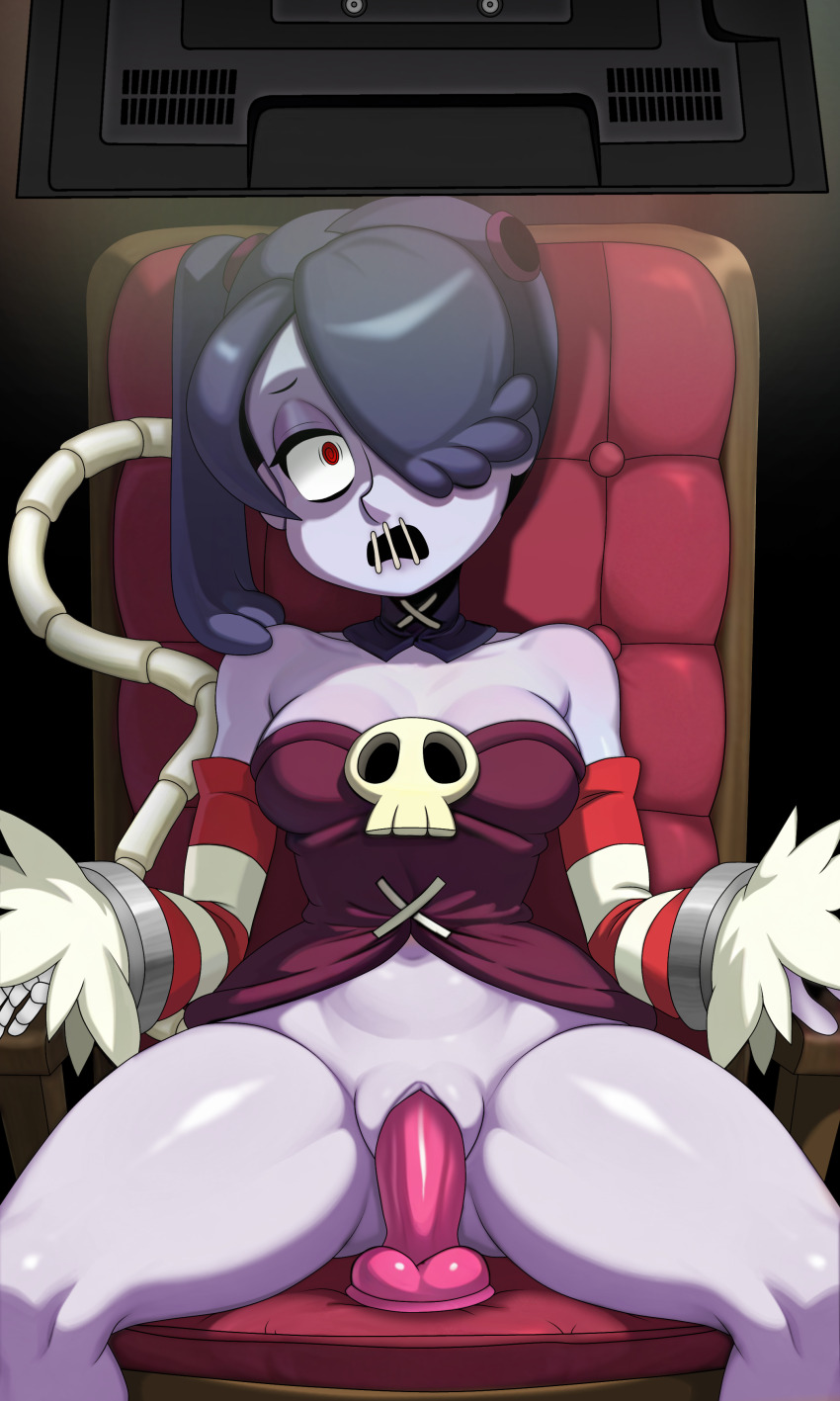 blue_skin llhazamall red_eyes skullgirls squigly_(skullgirls) zombie