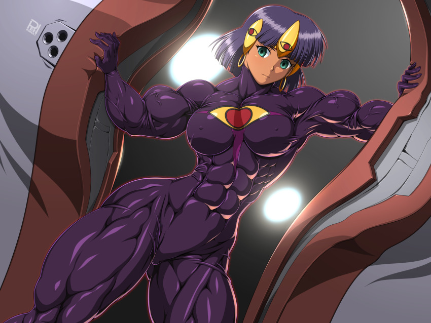 abs corruption erect_nipples erect_nipples_under_clothes expressionless muscle_girl nadia_la_arwall nadia_the_secret_of_blue_water ren_(artist) short_hair tech_control thick_thighs