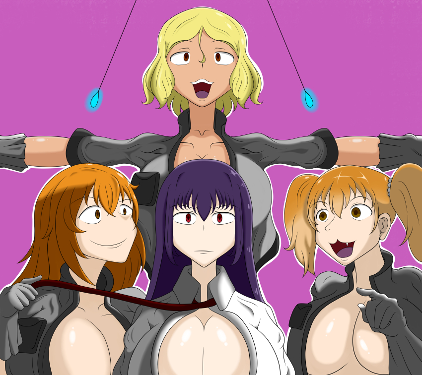 absurdres anthony322 blonde_hair bottomless breasts brown_eyes brown_hair dress empty_eyes femsub happy_trance ijiranaide_nagatoro-san large_breasts maki_gamou open_mouth orange_hair pendulum red_eyes sakura_(ijiranaide_nagatoro-san) sana_sunomiya school_uniform yoshi_(ijiranaide_nagatoro-san)