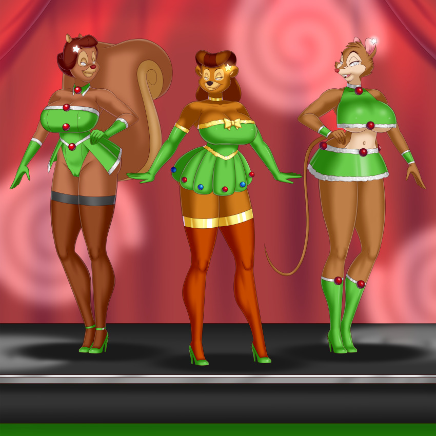 bare_shoulders bear_girl bluebullpen boots bow brown_hair chip_n_dale_rescue_rangers choker cleavage crossover femsub furry grey_eyes happy_trance high_heels huge_breasts hypnotic_accessory hypnotic_magic long_hair midriff milf mouse_girl mrs._brisby mrs._squirrel_(chip_n_dale_rescue_rangers) opera_gloves rebecca_cunningham secret_of_nimh short_hair short_skirt smile squirrel_girl story symbol_in_eyes talespin thighhighs yellow_eyes