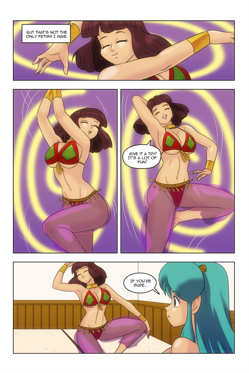 dancing femdom femsub harem_outfit lum shinobu_miyaki text urusei_yatsura wadevezecha yuri