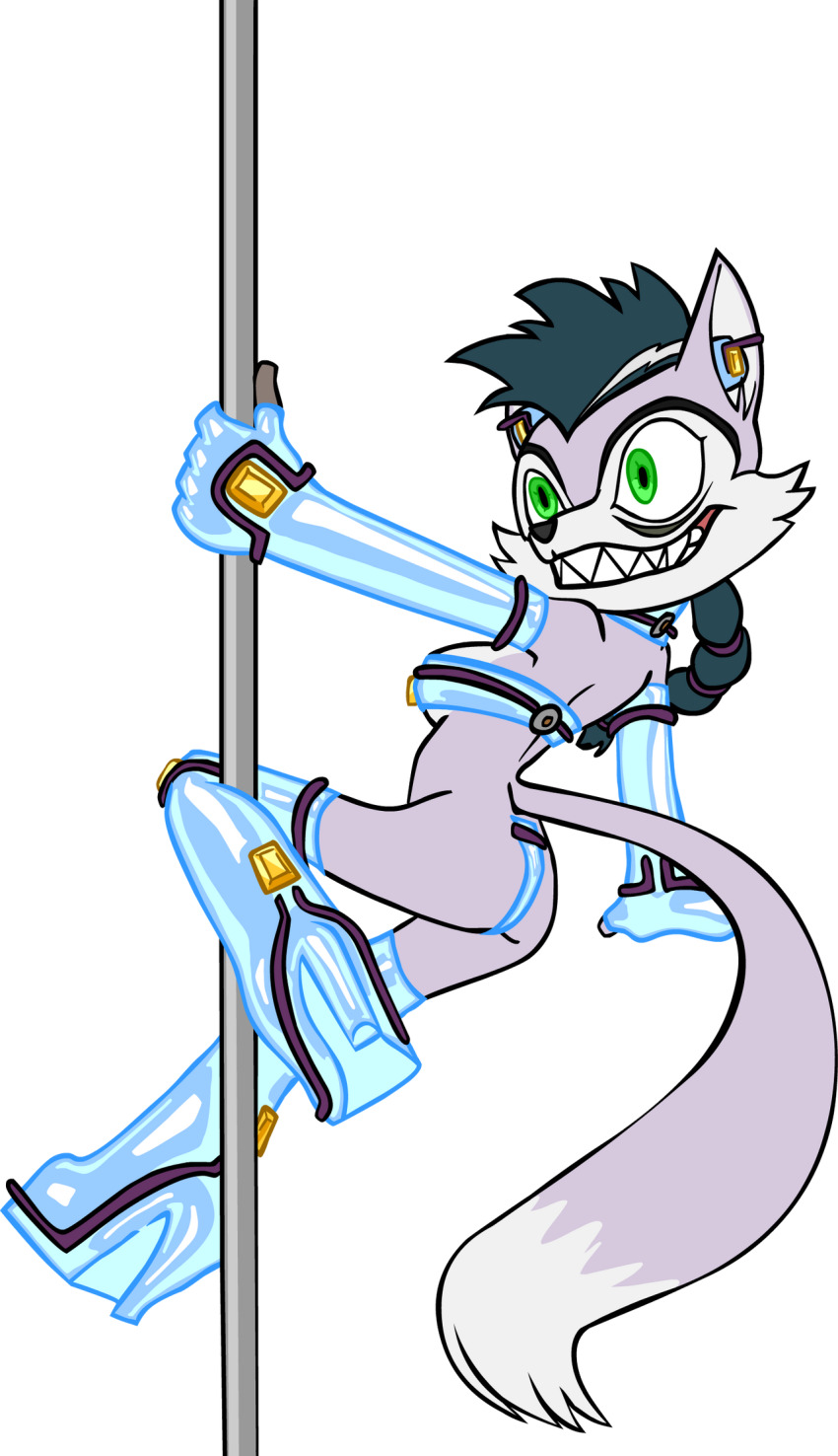 dancing furry happy_trance latex lupe_wolf pole_dancing shennanigma slave_bikini sonic_the_hedgehog_(series) tech_control wolf_girl