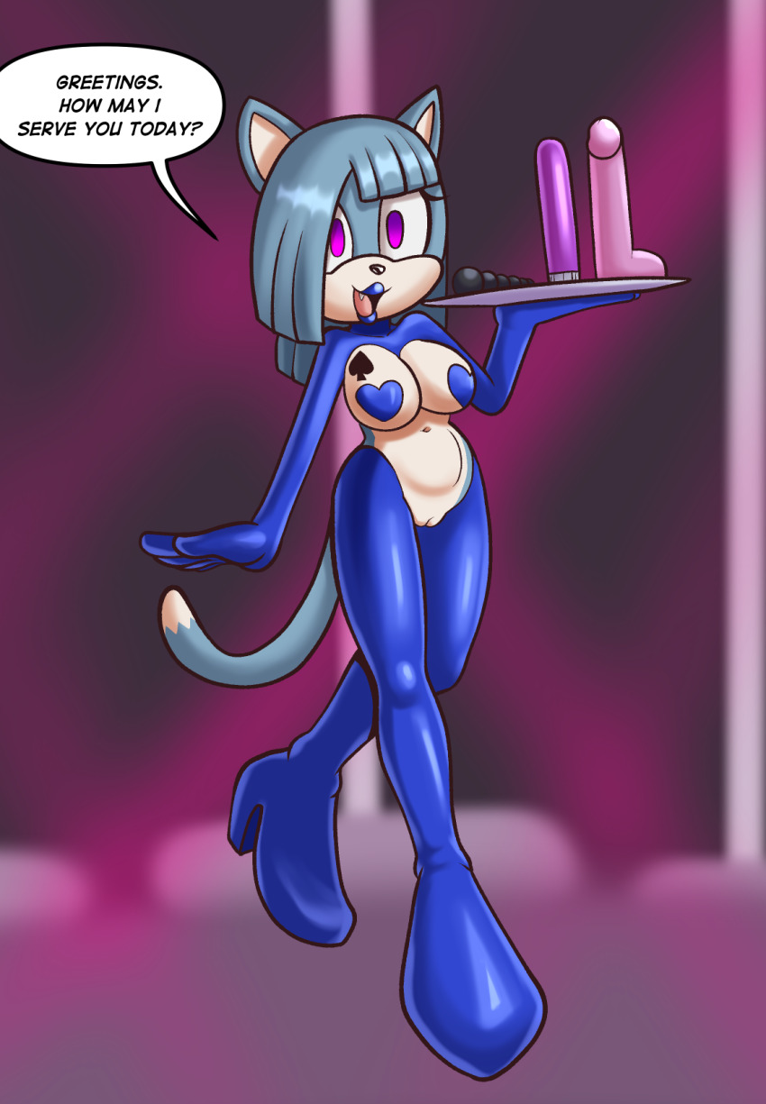 altered_common_sense animal_ears breasts cat_girl dildo empty_eyes female_only femsub fourssss furry happy_trance heart_pasties high_heels latex lipstick nipples nude original pasties pussy reverse_bunnysuit rime_the_cat smile solo sonic_the_hedgehog_(series) standing stripper tech_control text topless