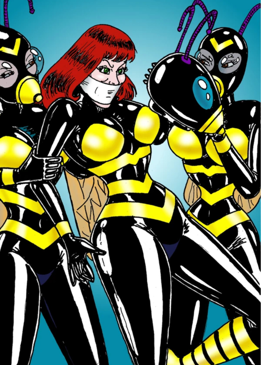 bee_girl drone dronification gag green_eyes red_hair resisting