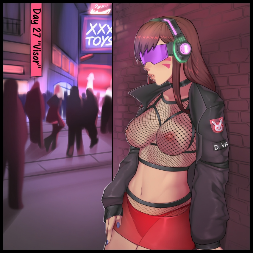 ai_art border comic d.va english_text exhibitionism femsub fishnets headphones humiliation hypnotic_accessory hypnovember jacket lingerie maledom mrchypno_(generator) overwatch prostitution public_use see-through skirt standing tech_control text visor