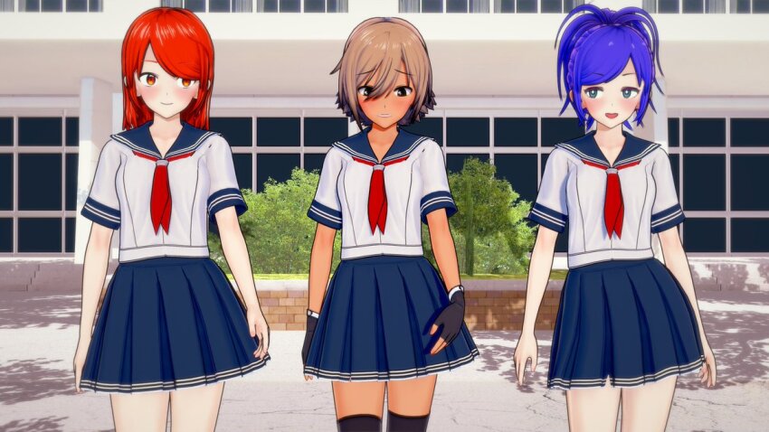 3d brown_hair femsub haigure_ayami haigure_ayami_(artist) happy_trance original school_uniform