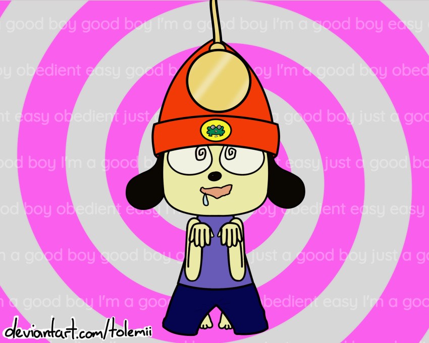 drool english_text feet furry male_only malesub mantra open_mouth parappa_the_rapper pocket_watch spiral_background spiral_eyes tagme text tolemii