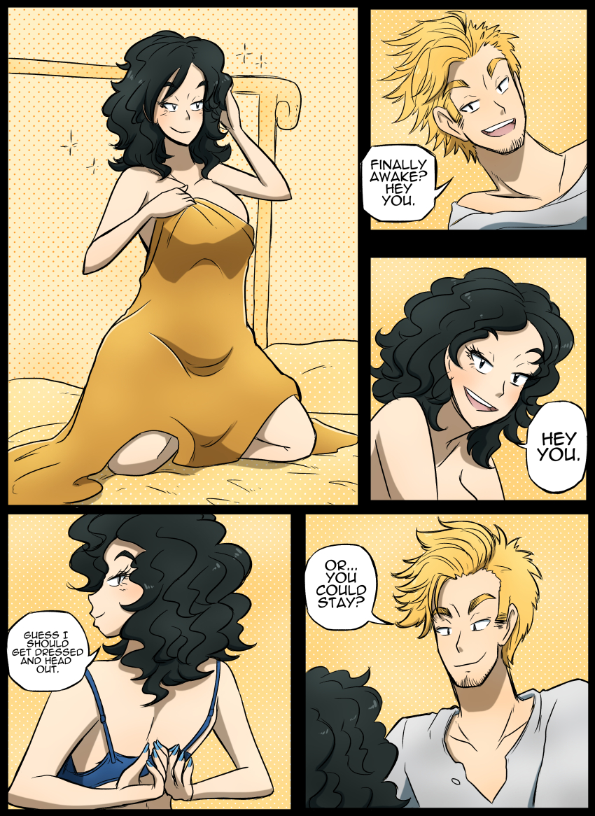 after_sex black_hair blonde_hair comic dressing kobi94 original text