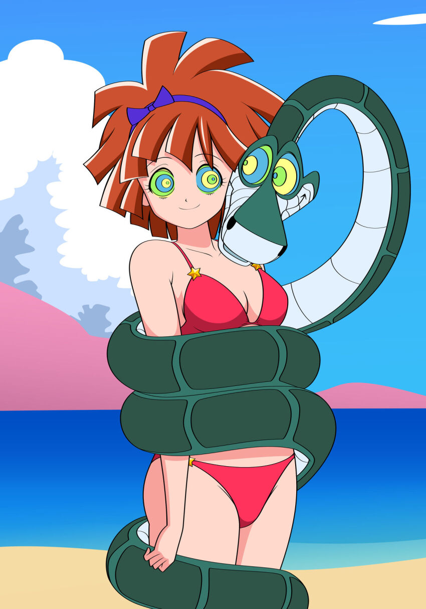 bikini bikini_bottom bikini_top brown_hair coils disney femsub happy_trance hypnotic_eyes jimryu kaa kaa_eyes magic_user&#039;s_club sae_sawanoguchi the_jungle_book