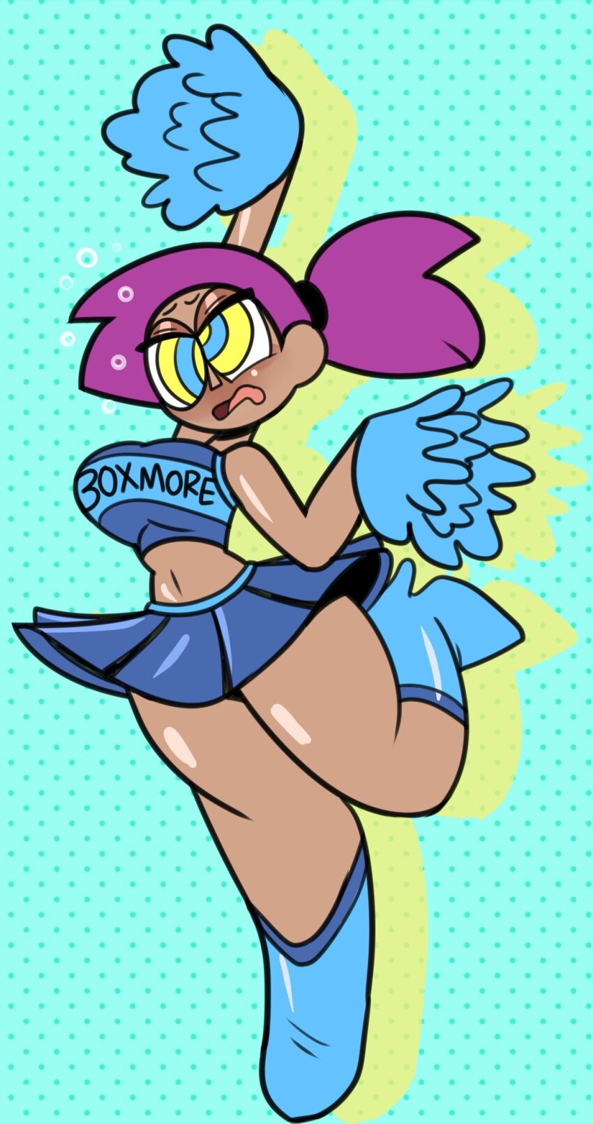 anonymous_artist blush cheerleader dazed drool enid_(ok_ko) female_only femsub ok_k.o.!_let's_be_heroes purple_hair tagme