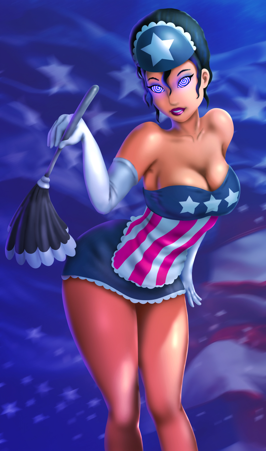 14-bis american_maid beehive_hair black_hair feather_duster female_only femsub lipstick maid maid_headdress opera_gloves spiral_eyes story the_tick_(series)