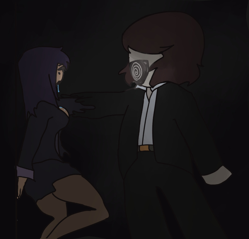 absorption certa_solutions corporatification drool empty_eyes expressionless faceless femsub heavy_eyelids hypnoposting hypnotic_screen hypnotized_hypnotist latex living_costume office_lady original purple_hair rubber suit