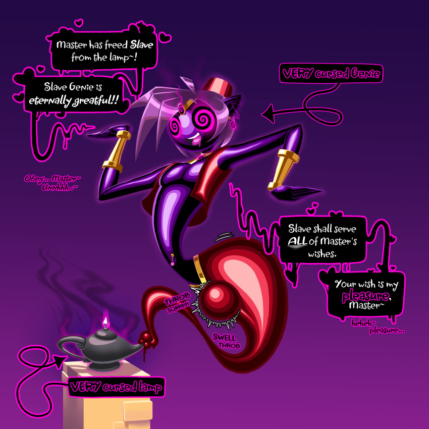 assertive_sub bracelet bulge collar corruption crystal cuffs curvy dancer dancing dialogue earrings genie gold goo_boy happy_trance hat heart hypnotic_object latex magic male_only malesub null_bulge original ponytail shantae shantae_(series) shiny_skin sillyseacreatur simple_background slime spiral spiral_eyes spiralwash_eyes text toonification