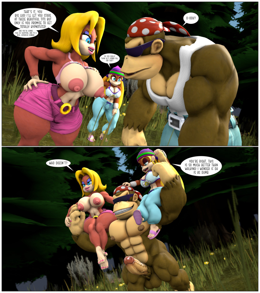 candy_kong comic donkey_kong_(series) femdom funky_kong furry gorilla_boy gorilla_girl huge_breasts hypnotic_breasts malesub muscle_boy nintendo nude penis sunglasses thick_thighs tiny_kong topless viciouscabaret