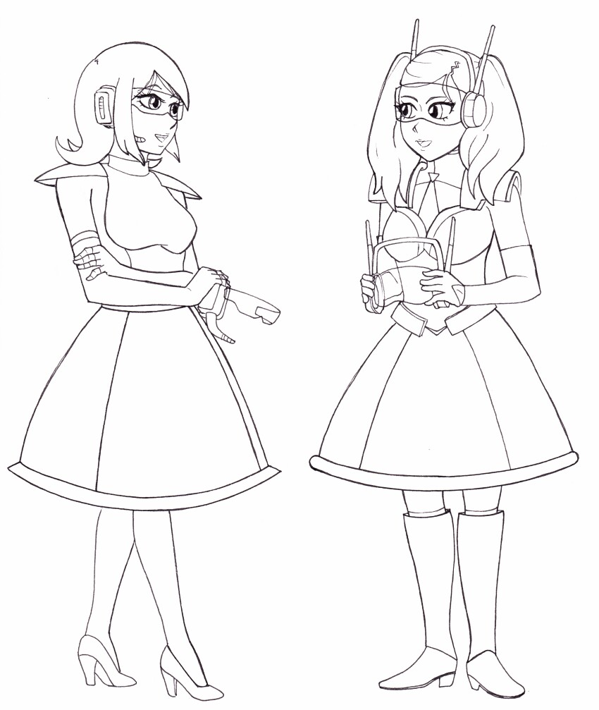 corporatification femsub happy_trance jesturia monochrome skirt smile tagme tech_control twintails uniform visor