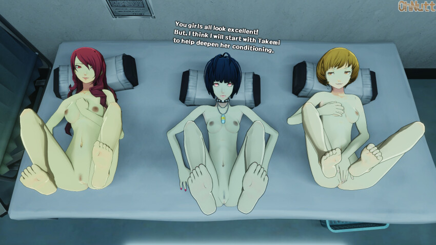 3d breasts chie_satonaka femsub foot_focus maledom mitsuru_kirijo multiple_girls multiple_subs nipples nude ohnutt persona_(series) persona_3 persona_4 shido_masayoshi tae_takemi
