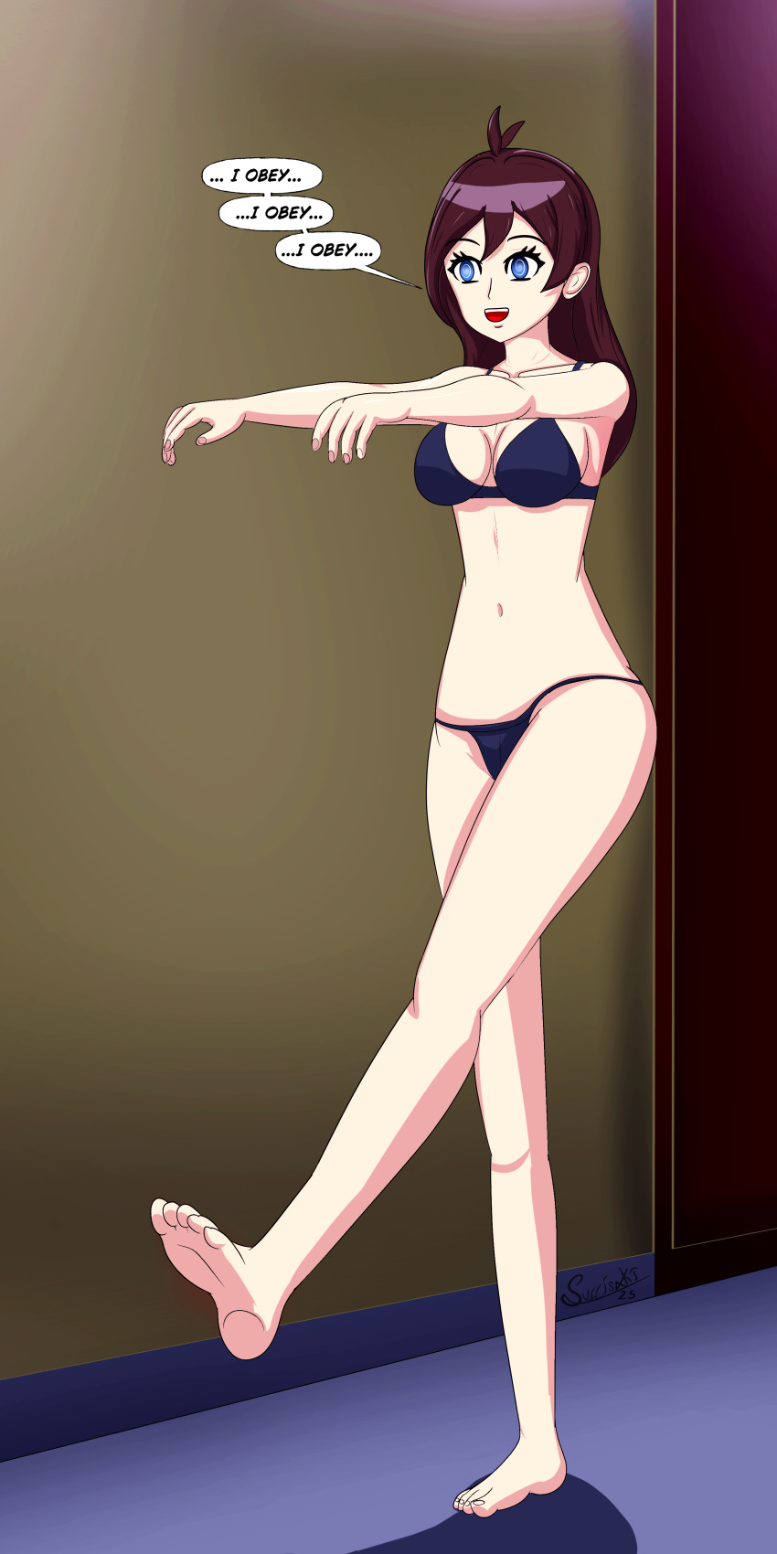 ace_attorney blue_eyes bra brown_hair happy_trance mantra panties spiral_eyes surrisaki text trucy_wright zombie_walk