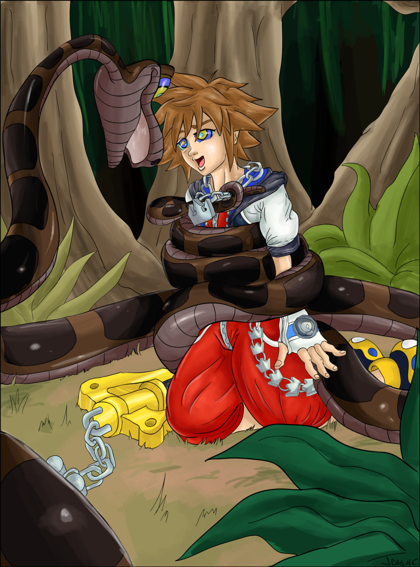 brown_hair coils disney hypnotic_eyes jdashe kaa kaa_eyes kingdom_hearts male_only maledom malesub short_hair snake sora the_jungle_book