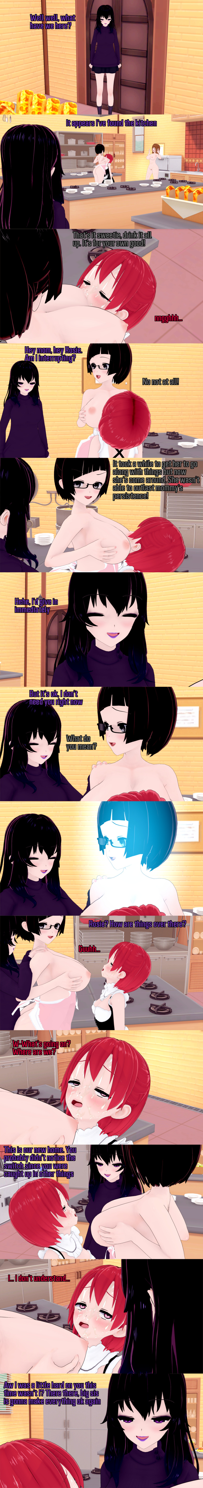 absurdres apron aware black_hair body_control breast_feeding breasts brown_eyes brown_hair closed_eyes clothed cum_on_face dialogue double_v elise_(ophelia's_dollhouse) english_text female_only femdom femsub glasses grey_eyes long_hair maid milf mole mother_and_daughter mrs._hart_(ophelia's_dollhouse) multiple_girls multiple_subs naked_apron nipples nude ophelia's_dollhouse ophelia_(ophelia's_dollhouse) pubic_hair purple_eyes red_hair rose_(ophelia's_dollhouse) short_hair sisters text v zenin1