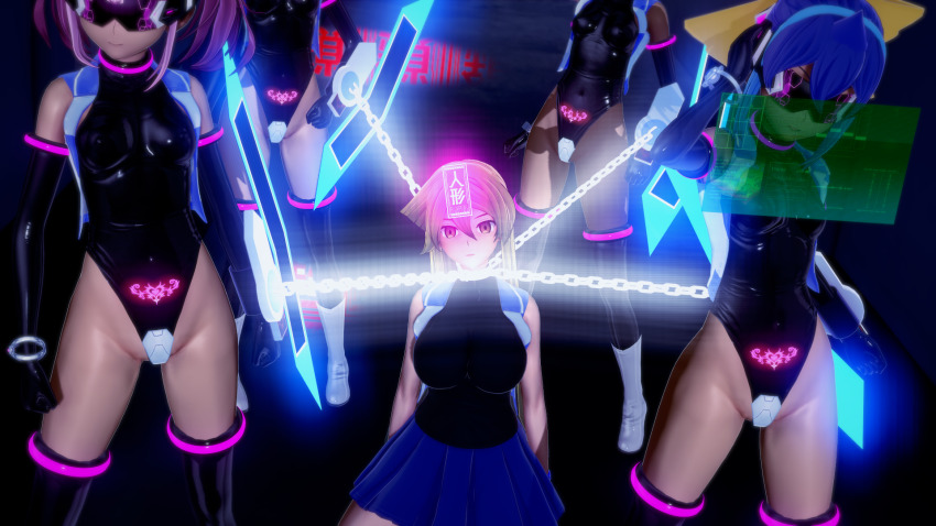 3d alexis_rhodes black_hair blonde_hair blue_hair chains clothed crotch_tattoo empty_eyes female_only femsub green_hair huge_breasts koikatsu! large_breasts leotard long_hair lulu_obsidian multiple_girls pink_hair restrained rin_(yu-gi-oh!_arc-v) samurai_who_loves_lewd_crests serena_(yu-gi-oh!_arc-v) skirt sub_on_sub yu-gi-oh! yu-gi-oh!_arc-v zuzu_boyle