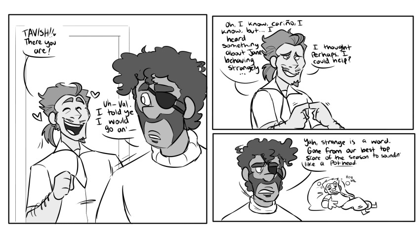 beard comic dark_skin demoman_(team_fortress_2) dialogue greyscale happy_trance lying male_only maledom malesub mesmerizer_(mx_driftdrop) monochrome multiple_subs mx_driftdrop original sleepy smile soldier_(team_fortress_2) standing team_fortress_2 text white_background