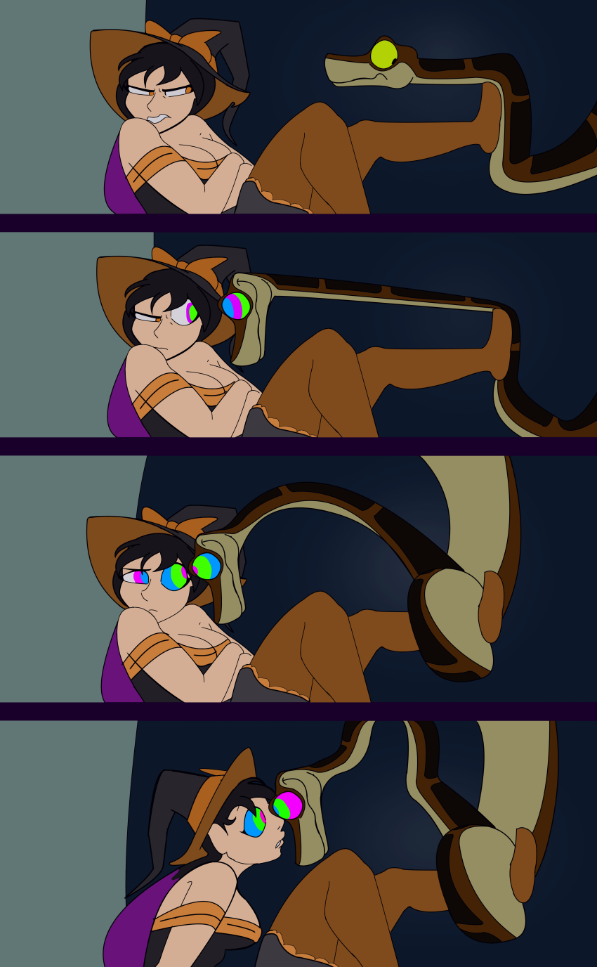 absurdres colorrings comic confused disney femsub kaa kaa_eyes lily_(mariosonicfan) maledom original snake surprised the_jungle_book witch witch_hat