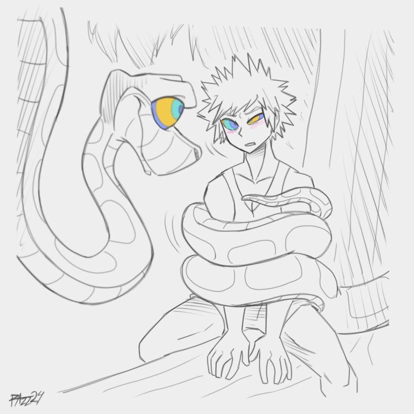 blush boxidle coils disney hypnotic_eyes kaa kaa_eyes katsuki_bakugo male_only maledom malesub my_hero_academia short_hair the_jungle_book