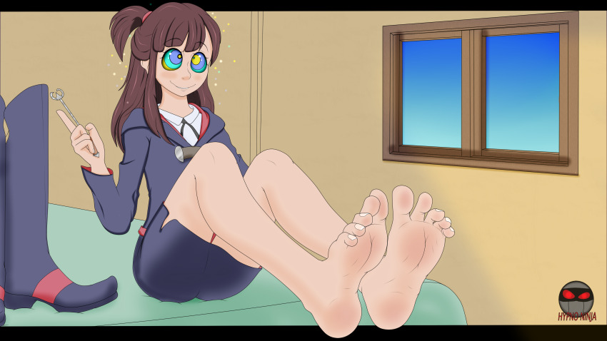 akko_kagari brown_hair feet femsub foot_focus happy_trance hypno_ninja kaa_eyes little_witch_academia long_hair