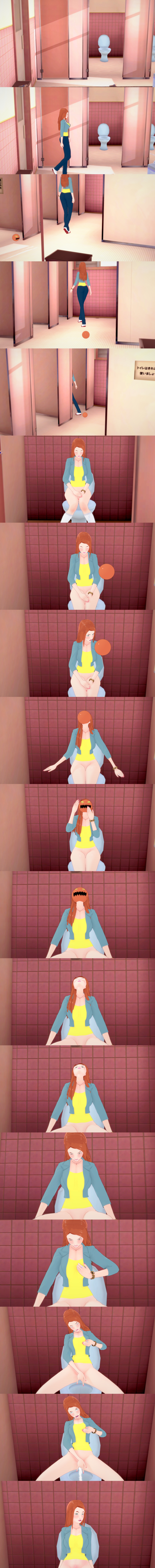 absurdres atom_eve bottomless closed_eyes clothed e-chan eye_roll femsub fingering green_eyes groping invincible long_hair masturbation orange_hair orgasm possession