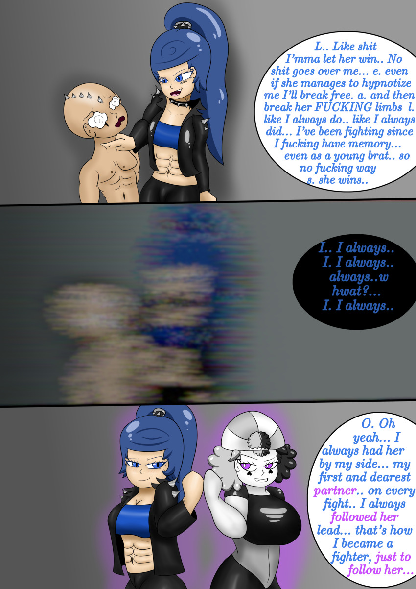 azure_blade blue_eyes blue_hair corruption grey_hair grey_skin mime onorgasmic purple_eyes