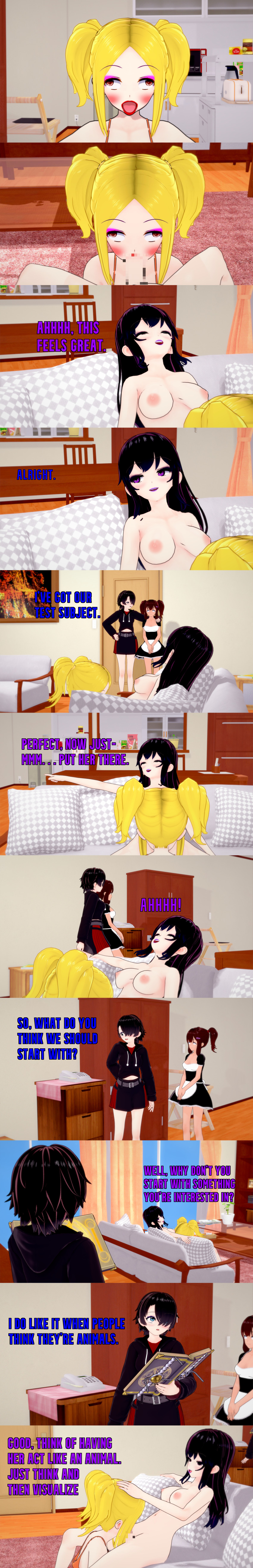 absurdres black_hair blonde_hair blue_eyes book breasts brown_eyes censored closed_eyes clothed dialogue english_text eye_roll fellatio female_only femdom femsub futanari hair_covering_one_eye koki_(witch) kurai_(witch) long_hair mad_jacks maid makeup mia_(witch) multiple_doms multiple_girls multiple_subs nipples nude ophelia's_dollhouse ophelia_(ophelia's_dollhouse) oral penis purple_eyes text white_eyes whitewash_eyes witch_(mad_jacks)