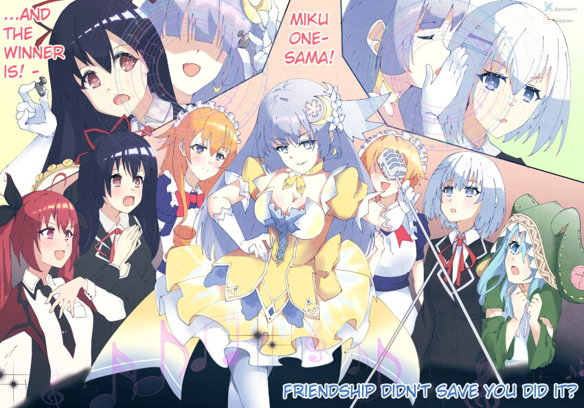 black_hair blue_eyes blue_hair blush bow_tie cleavage crossdressing date_a_live dress earbuds evil_smile femdom femsub gloves gojulas hair_clips hair_covering_one_eye hair_ornament hair_ribbon happy_trance hoodie hypnotic_voice hypnovember kaguya_yamai kotori_itsuka large_breasts long_hair maid maid_headdress malesub microphone miku_izayoi multiple_girls multiple_subs open_mouth opera_gloves orange_hair origami_tobiichi purple_hair red_eyes red_hair school_uniform sequence shido_itsuka short_hair singing sisters smile text twins twintails watermark white_hair yoshino_himekawa yuzuru_yamai