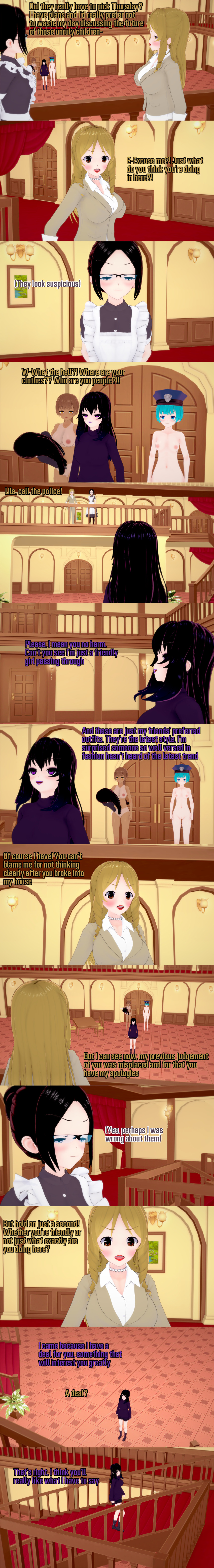 absurdres altered_common_sense angry black_hair blonde_hair blue_eyes blue_hair breasts brown_eyes clothed dialogue english_text female_only femdom femsub glasses grey_eyes lila_(ophelia's_dollhouse) long_hair maid multiple_girls multiple_subs nipples nude ophelia's_dollhouse ophelia_(ophelia's_dollhouse) ponytail purple_eyes short_hair tan_lines tan_skin text virginia_westbrook_(ophelia's_dollhouse) zenin1