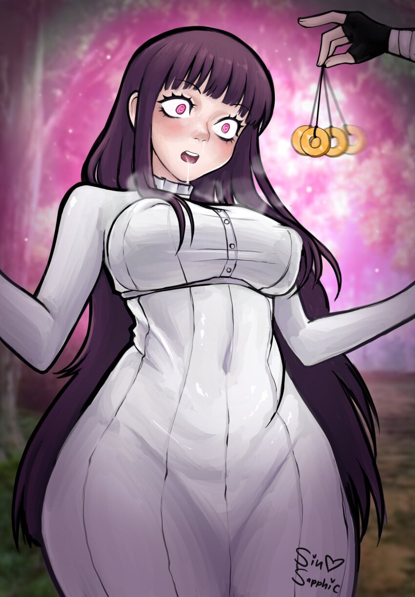 coin drool female_only femsub fern_(frieren:_beyond_journey's_end) frieren:_beyond_journey's_end pendulum purple_hair sinsapphic spiral spiral_eyes symbol_in_eyes tagme