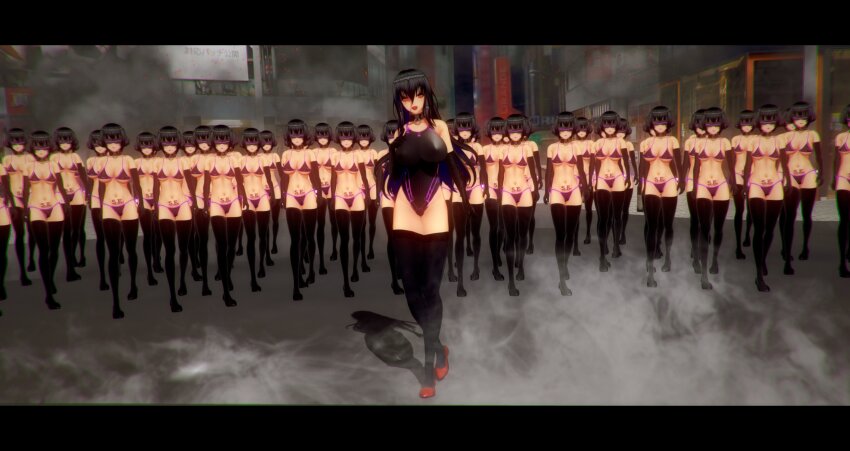 3d bikini black_hair breasts clone collar crotch_tattoo custom_maid_3d_2 drone erect_nipples_under_clothes expressionless female_only femdom femsub gloves high_heels large_breasts leotard lipstick long_hair makeup multiple_girls multiple_subs navel one-piece_swimsuit opera_gloves outdoors purple_lipstick red_eyes shoes short_hair socks_anan swimsuit tattoo tech_control thigh_boots thighhighs visor